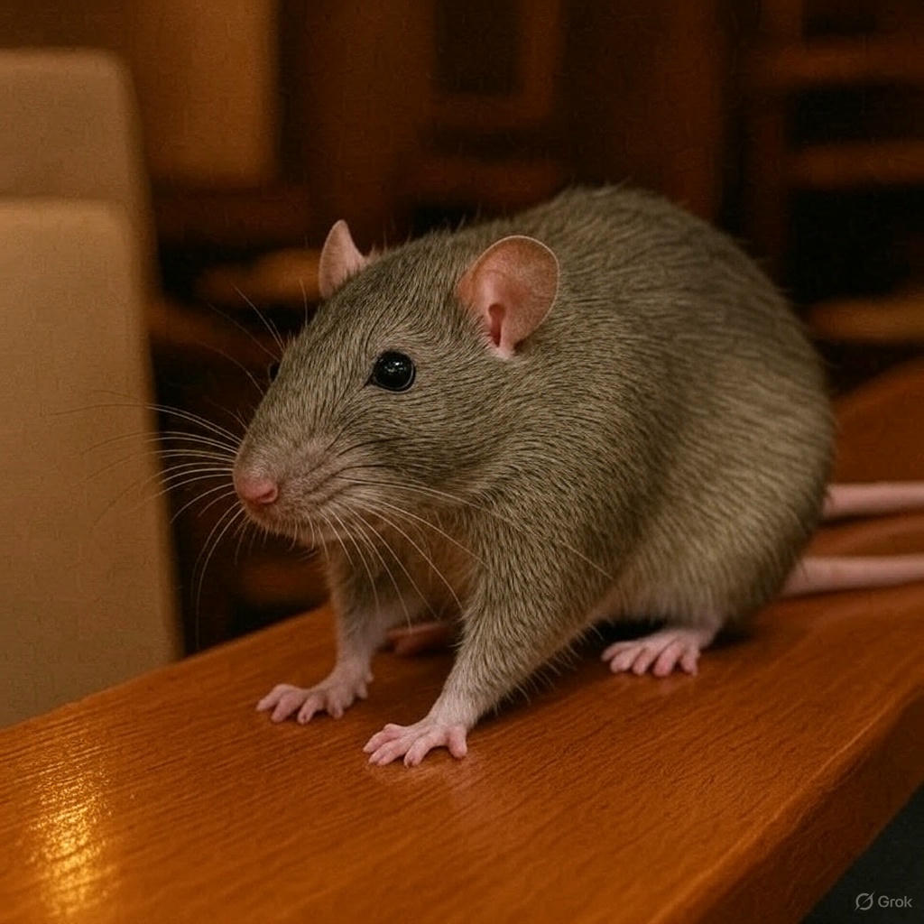 Rodent pest control for a Tolleson AZ restaurant showing a rat on a dining table