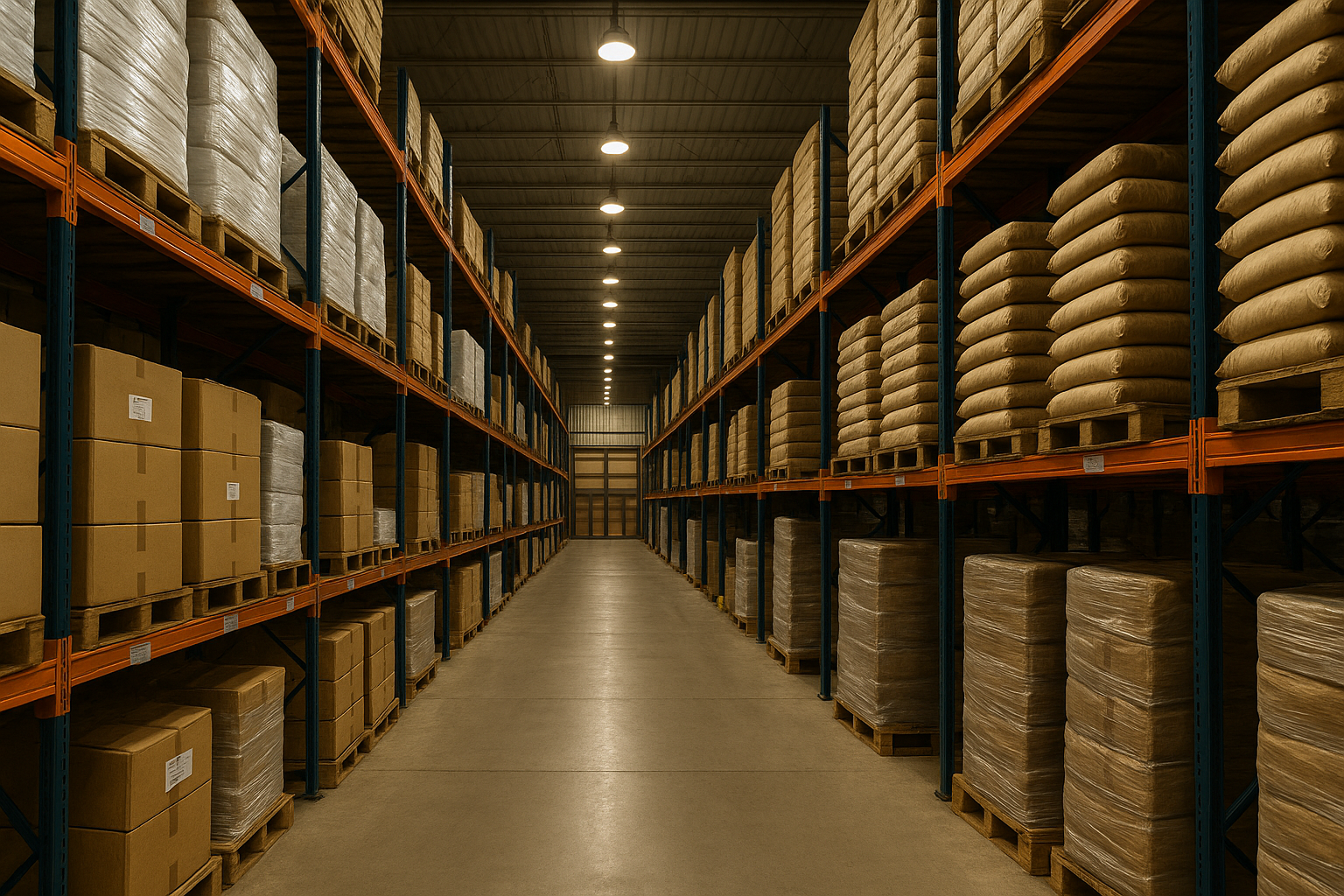 Tolleson AZ warehouse pest control protecting a large distribution facility with stocked shelving